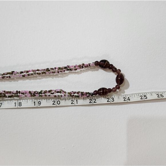 Plum 24” Glass Bead Necklace Vintage Long Layering Jewelry - Picture 5 of 5